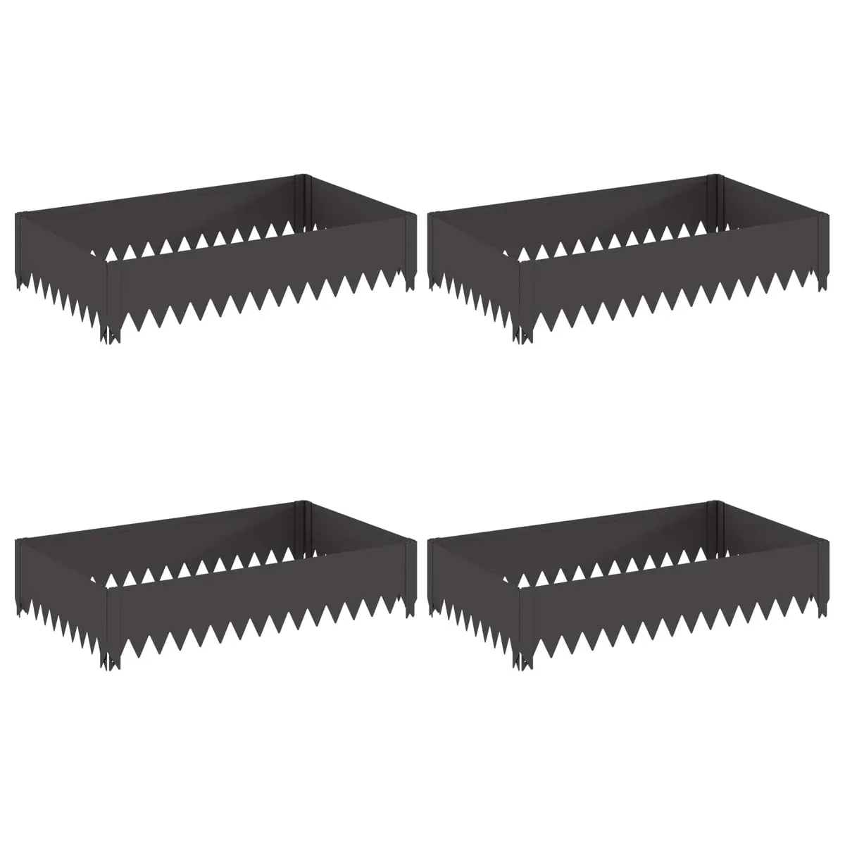 Garden Edging Border Steel Black 100x60x20cm 4 Pieces