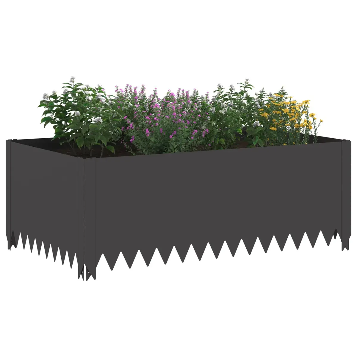 Garden Lawn Edging Border 100x60x35cm Steel Landscape Bed Pathway Divider Black