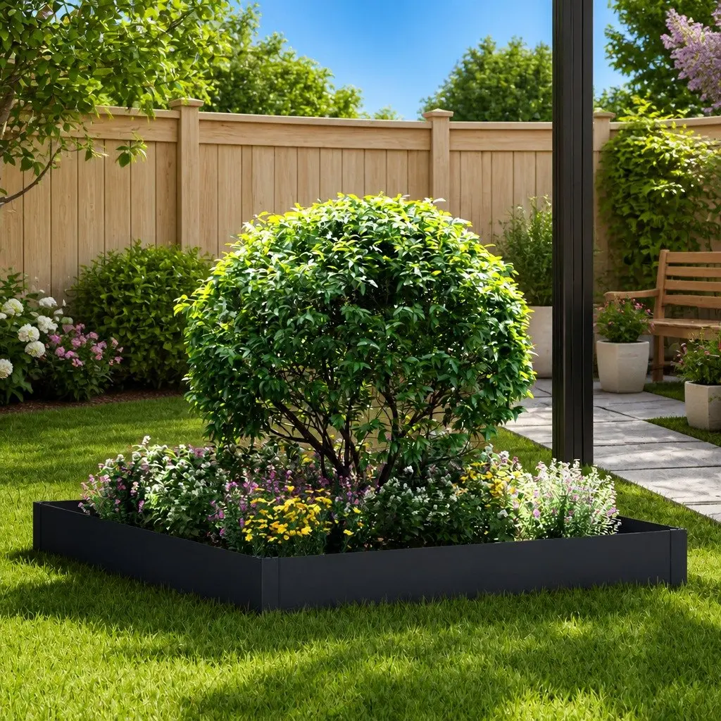 Steel Landscape Edging Border Black 100cm x 100cm x 20cm Durable Strip for Garden Pathways and Bed Marking