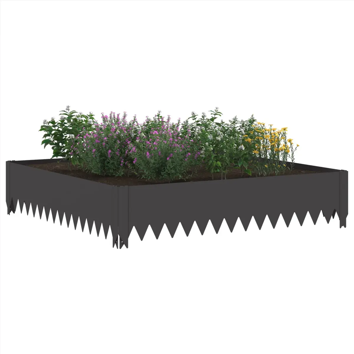 Steel Landscape Edging Border Black 100cm x 100cm x 20cm Durable Strip for Garden Pathways and Bed Marking