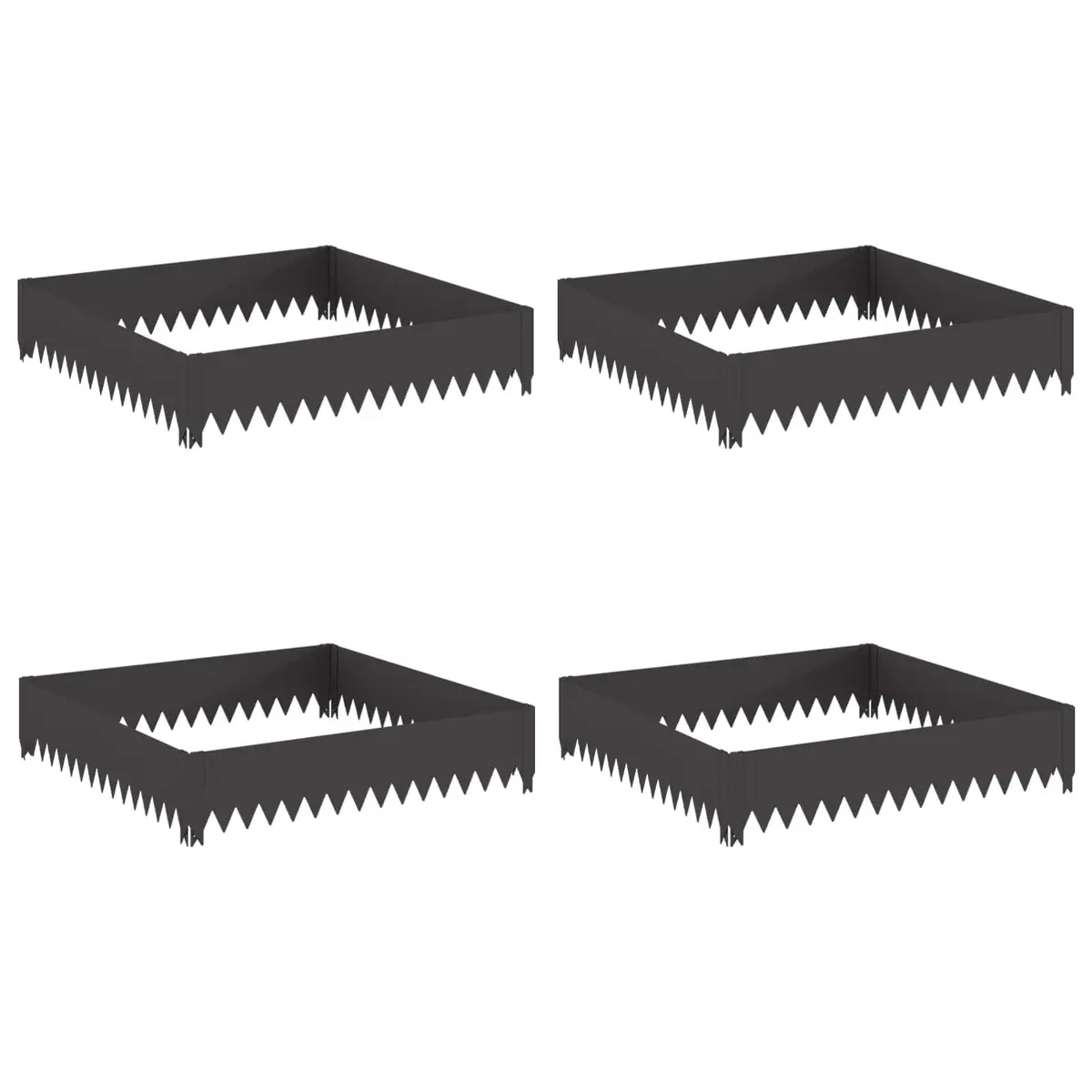 Garden Border Edging Steel 4 Pieces Black Landscape Fence Strip