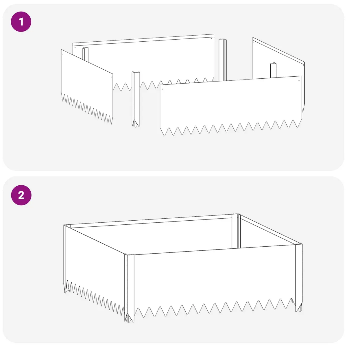 Garden Edging Steel Border 100x100x35cm Powder-Coated Black