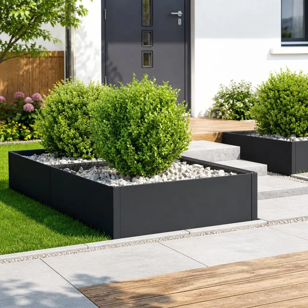 Garden Edging Steel Black 4 Piece Landscape Pathway Bed Edger