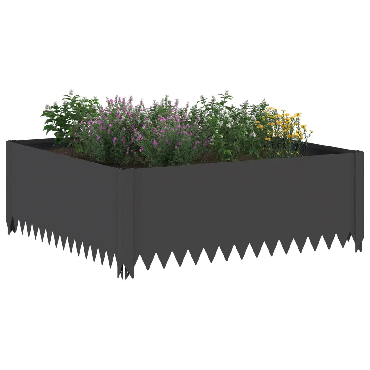 Garden Edging Steel Black 4 Piece Landscape Pathway Bed Edger