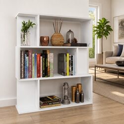 Book Cabinet Room Divider White 80x24x96cm Shelving Storage Bookcase Organizer