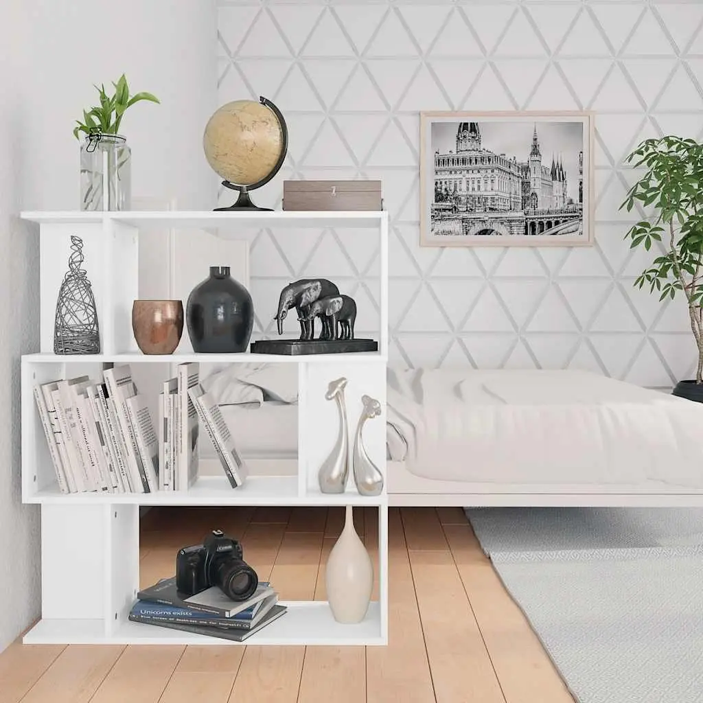 Book Cabinet Engineered Wood 80x24x96cm White Room Divider Shelving Storage Bookcase Organizer