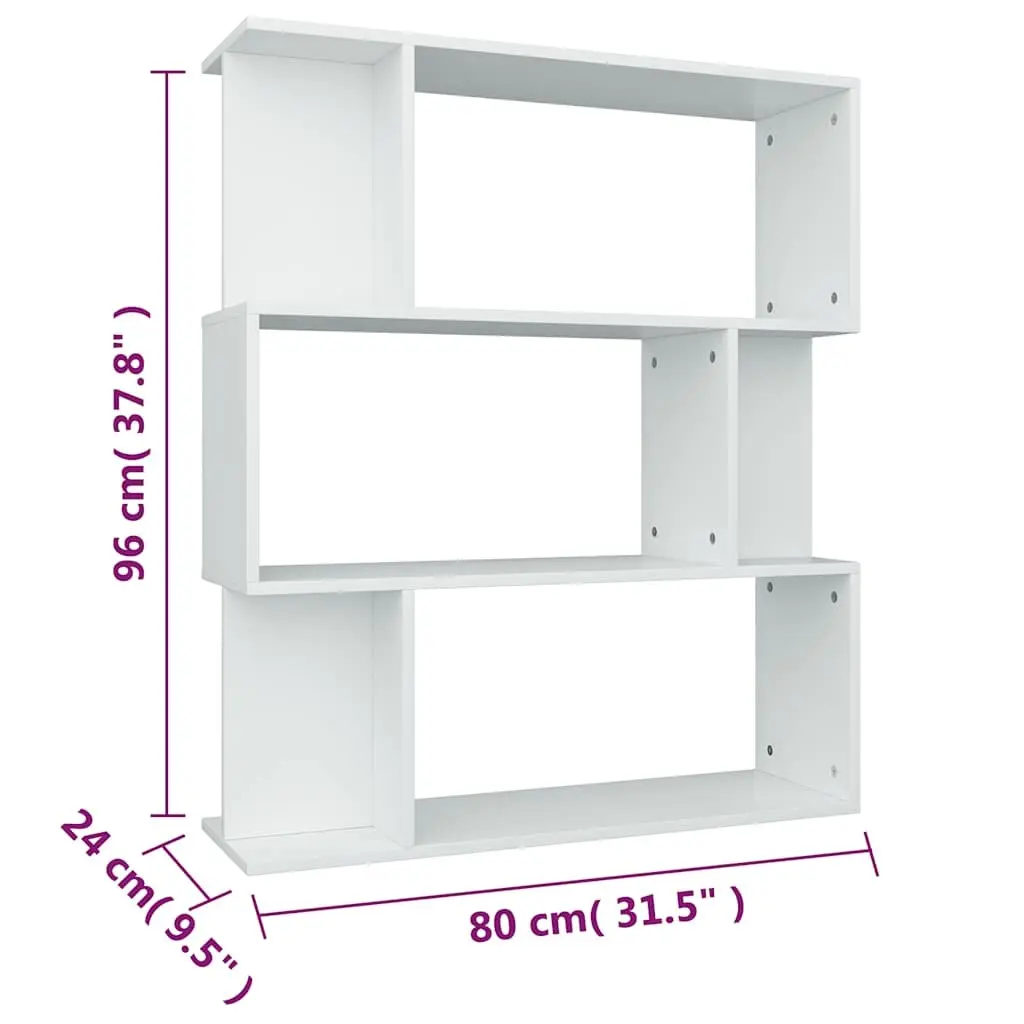 Book Cabinet Engineered Wood 80x24x96cm White Room Divider Shelving Storage Bookcase Organizer