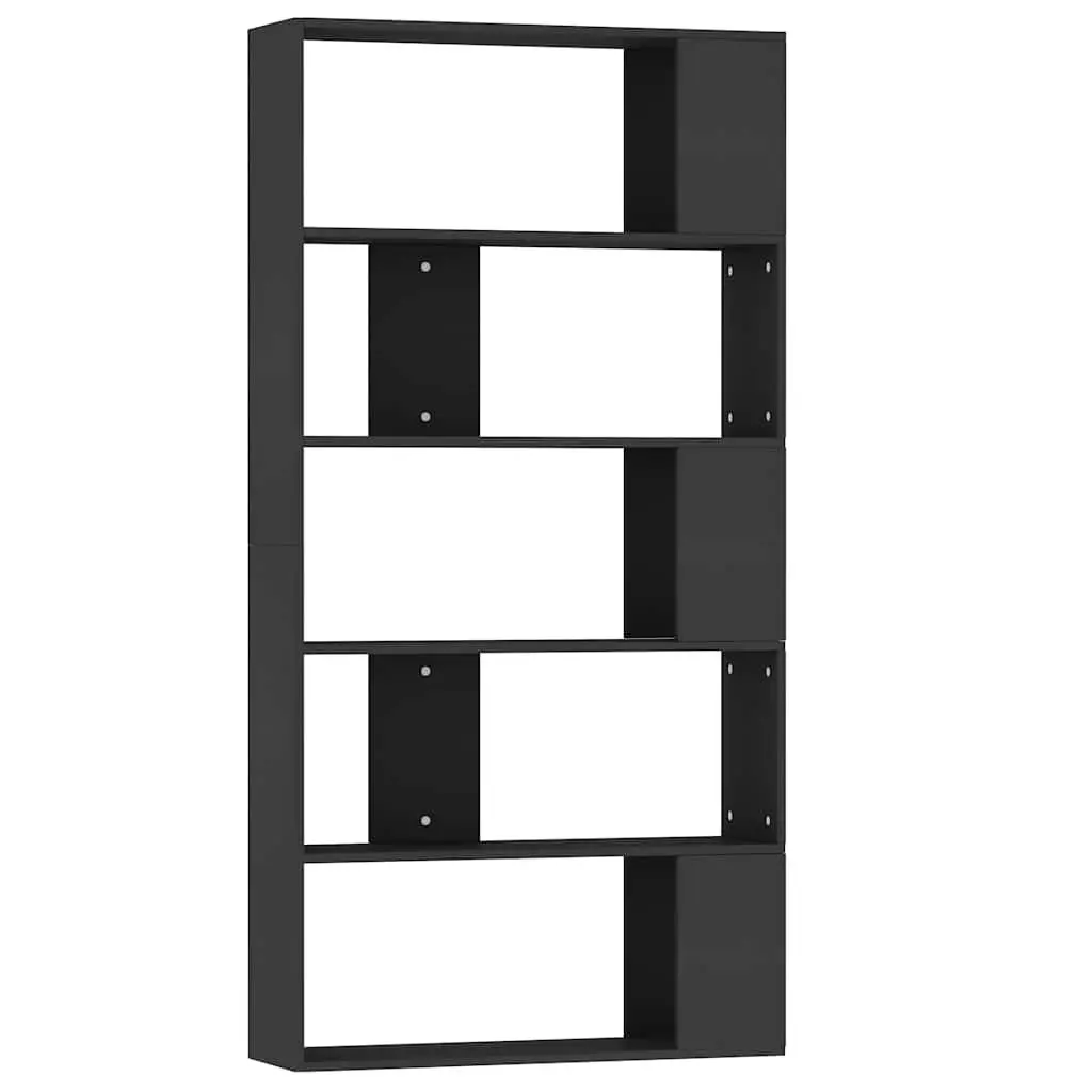 Book Cabinet Engineered Wood 80x24x159cm Black 5 Compartments