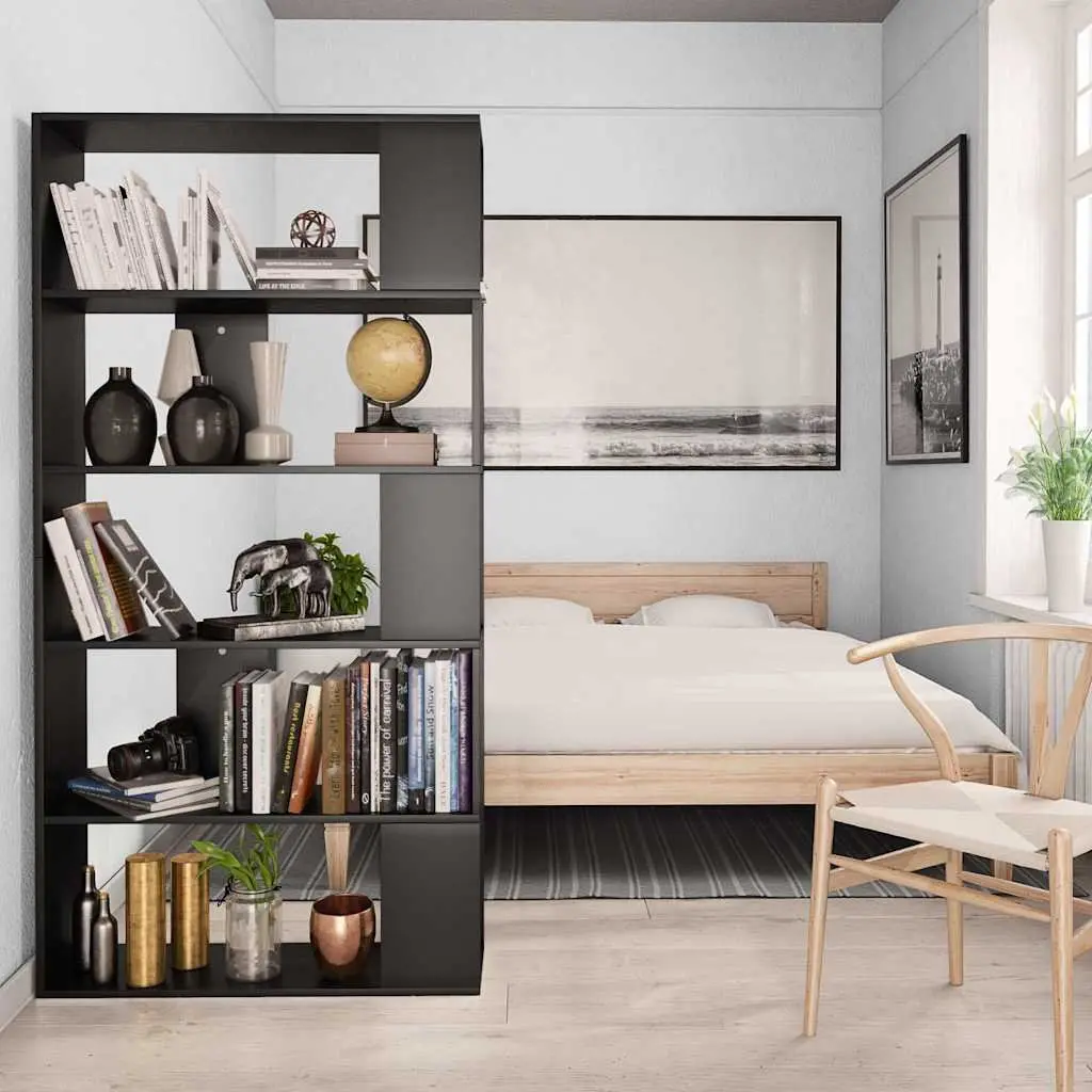 Book Cabinet Engineered Wood 80x24x159cm Black 5 Compartments