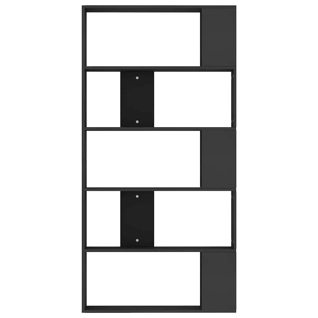 Book Cabinet Engineered Wood 80x24x159cm Black 5 Compartments