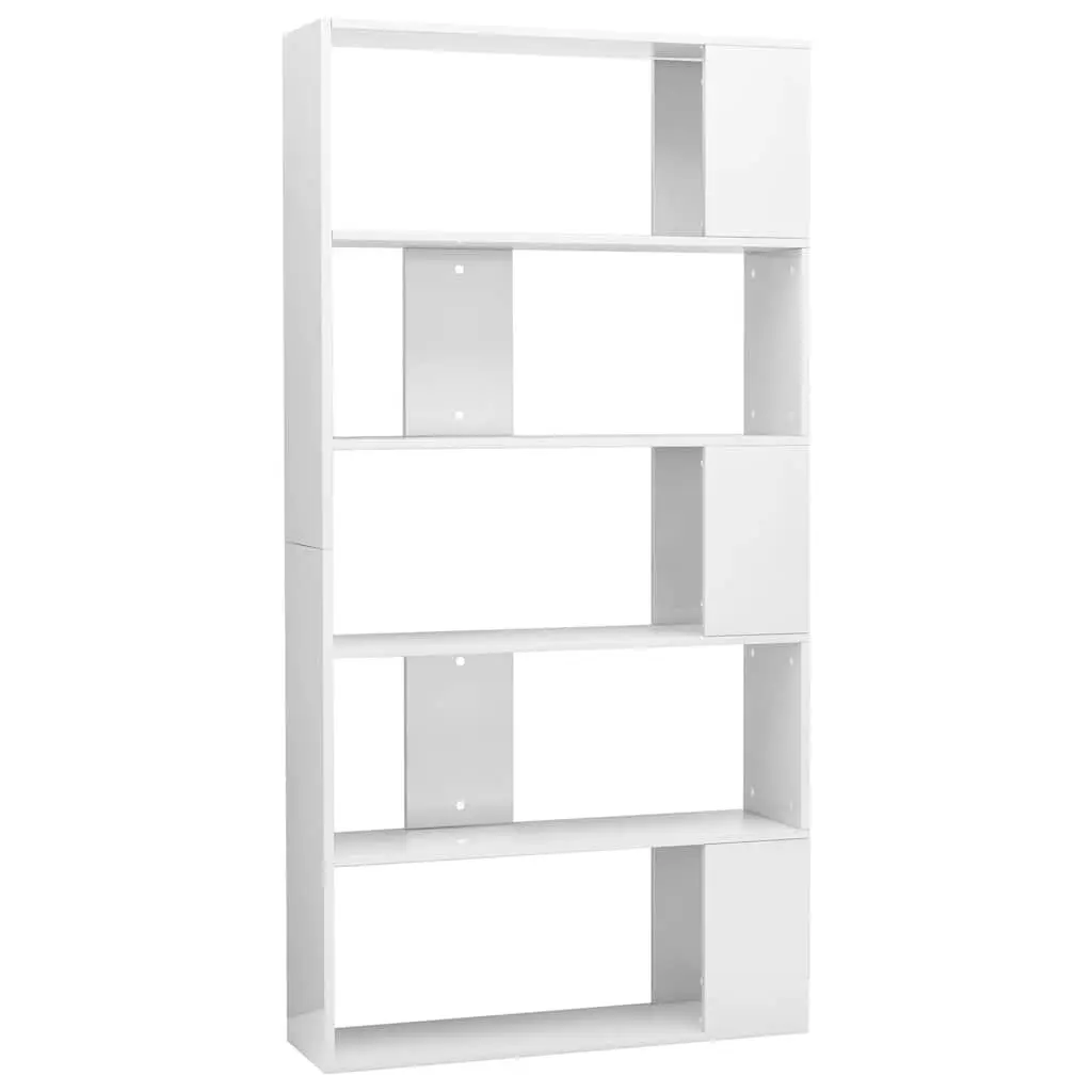 Bookcase Engineered Wood High Gloss White 80x24x159cm Room Divider Storage Shelf