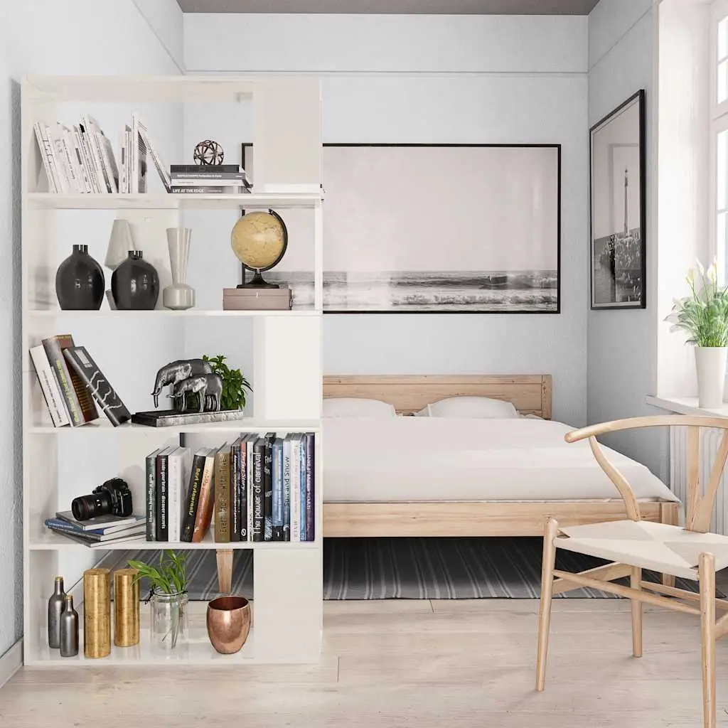 Bookcase Engineered Wood High Gloss White 80x24x159cm Room Divider Storage Shelf