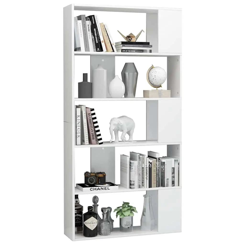 Bookcase Engineered Wood High Gloss White 80x24x159cm Room Divider Storage Shelf