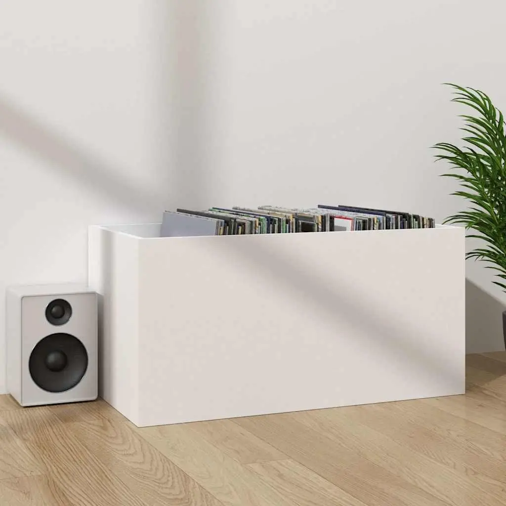 Vinyl Storage Box White 71x34x36cm LP Record Cabinet Media Storage Unit