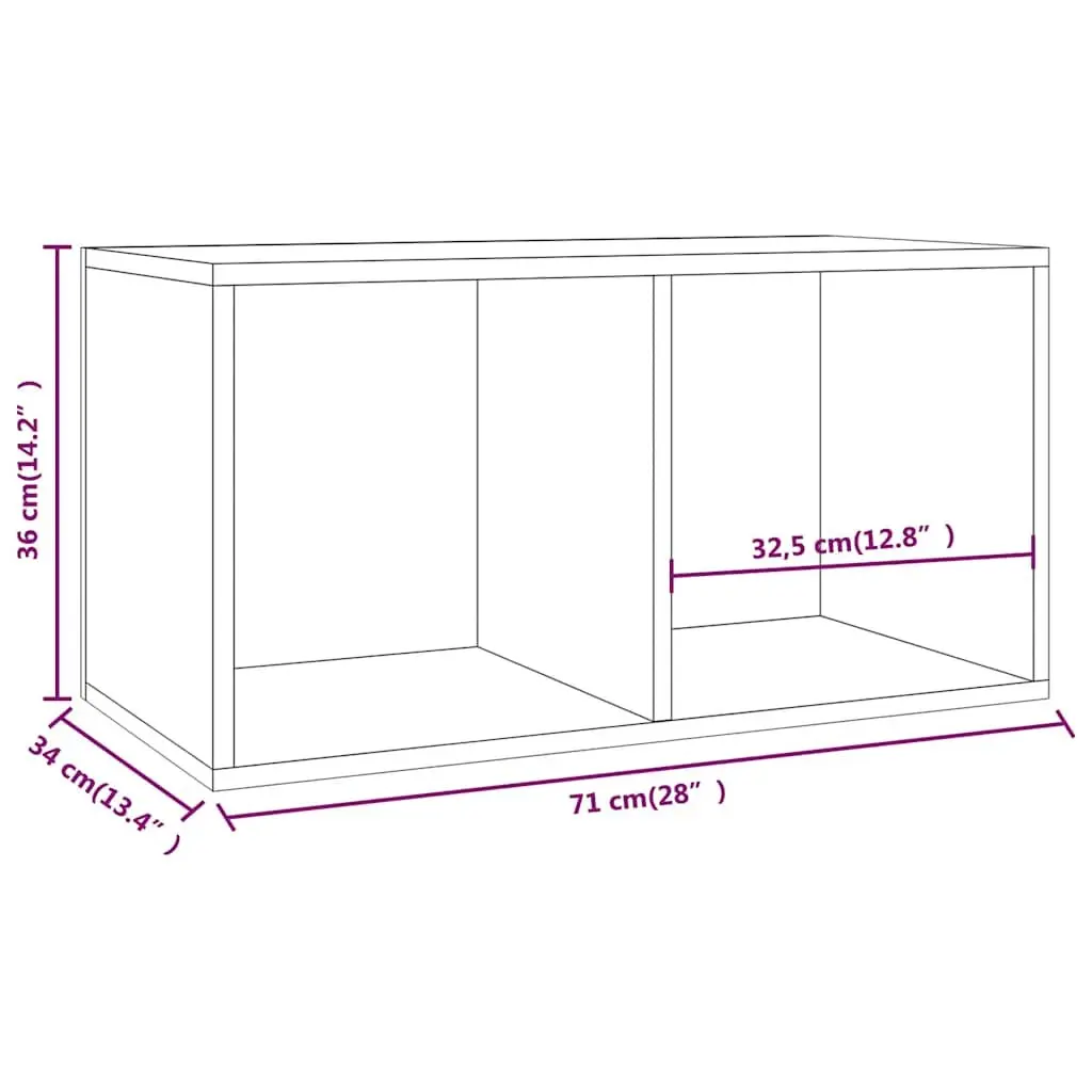 Vinyl Storage Box White 71x34x36cm LP Record Cabinet Media Storage Unit
