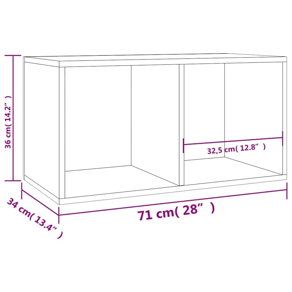 Vinyl Storage Box Sonoma Oak LP Organiser Living Room Media Cabinet 71x34x36cm