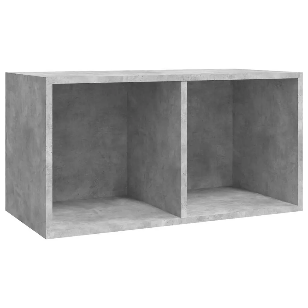Vinyl Record Storage Cabinet Engineered Wood Grey 71x34x36cm Two Compartment Organiser