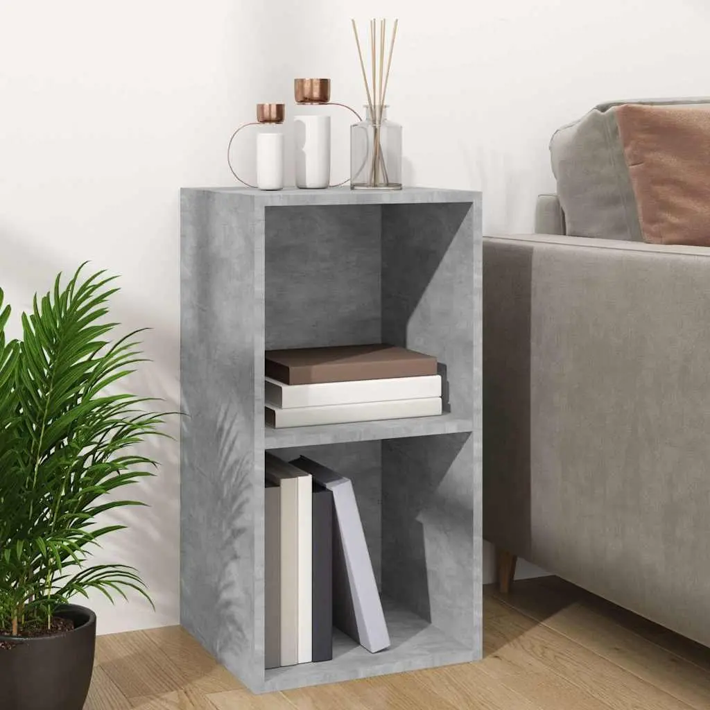 Vinyl Record Storage Cabinet Engineered Wood Grey 71x34x36cm Two Compartment Organiser