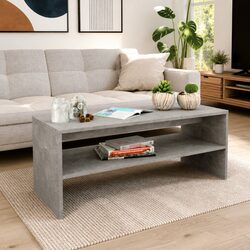 Functional Grey Coffee Table with Open Shelf for Storage