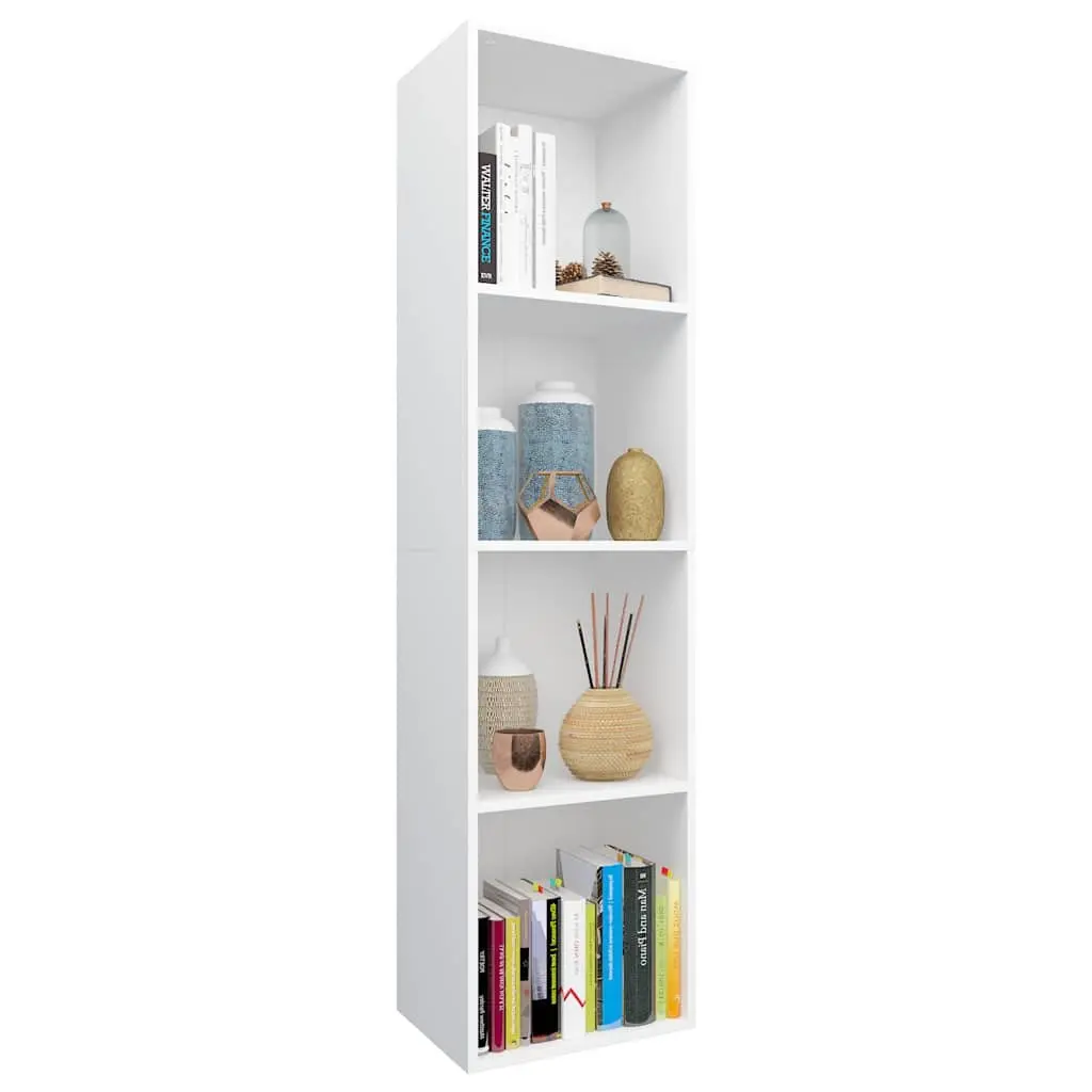 Bookcase Storage Unit Engineered Wood 36x30x143cm White TV Cabinet