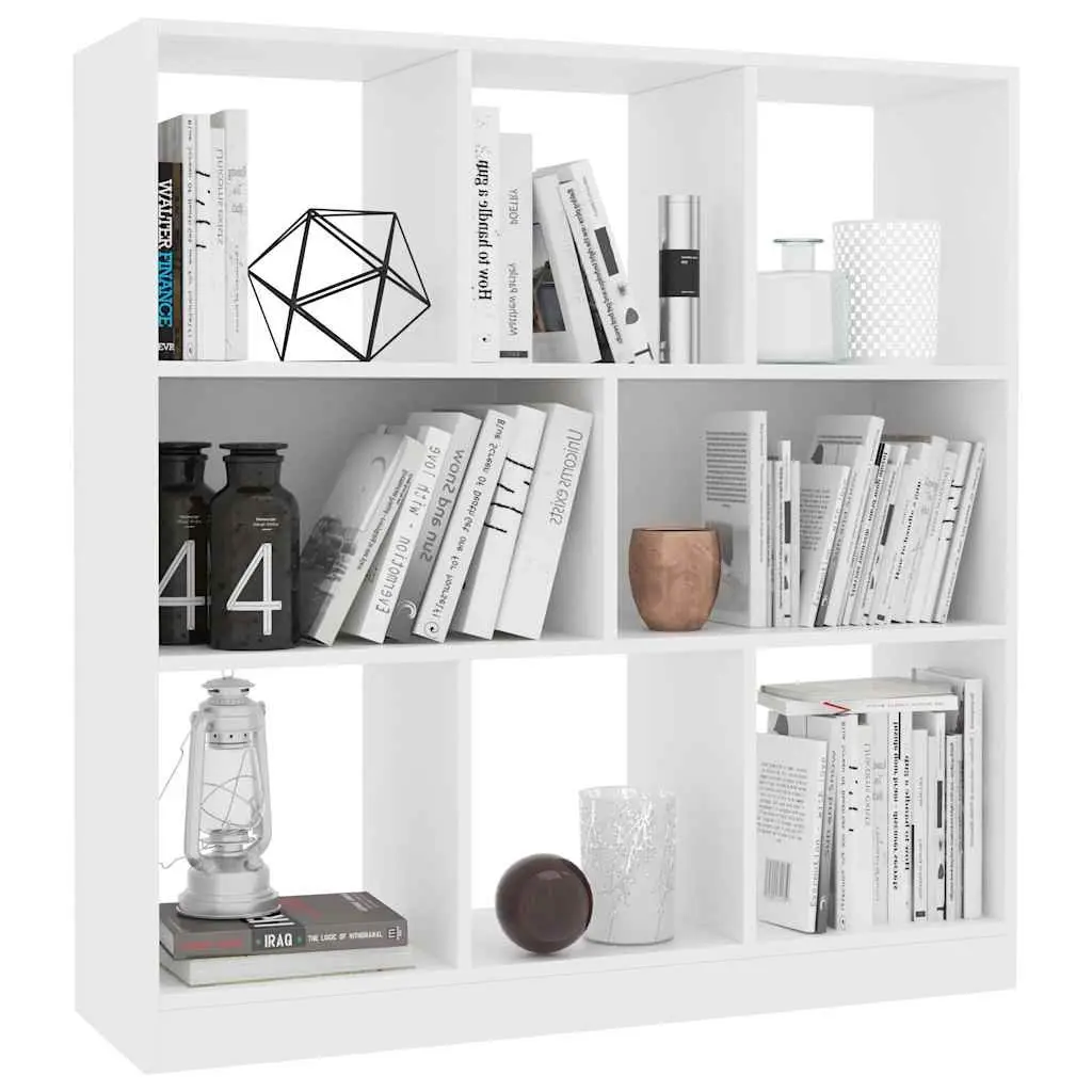 White Book Cabinet 8 Compartment Bookcase Standing Shelf Storage Organizer
