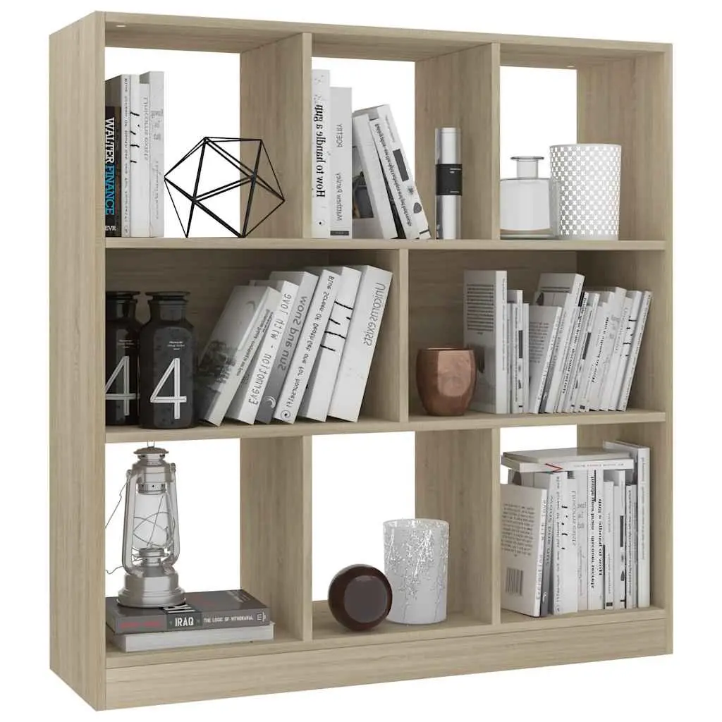 Book Cabinet Engineered Wood 97.5W x 29.5D x 100H cm Brown 8 Compartment Shelving Unit Storage Bookcase