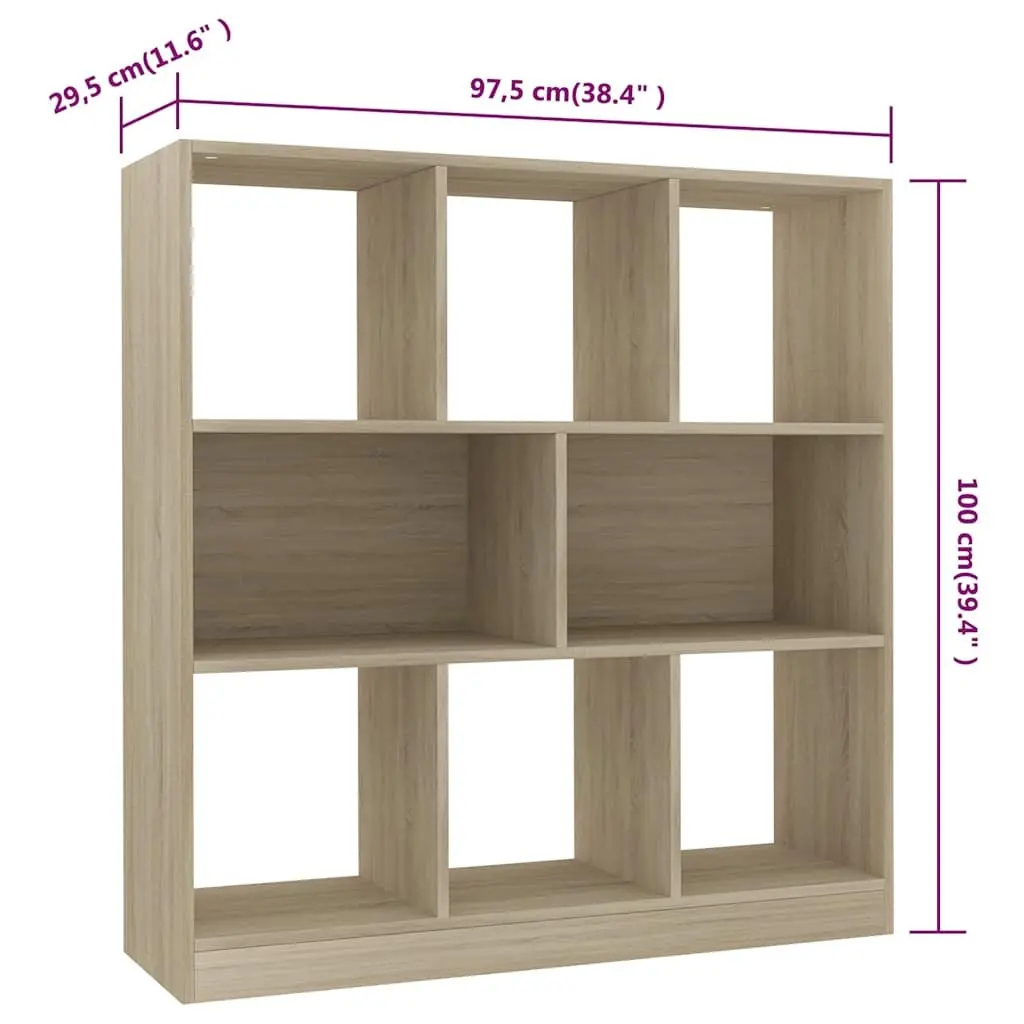 Book Cabinet Engineered Wood 97.5W x 29.5D x 100H cm Brown 8 Compartment Shelving Unit Storage Bookcase