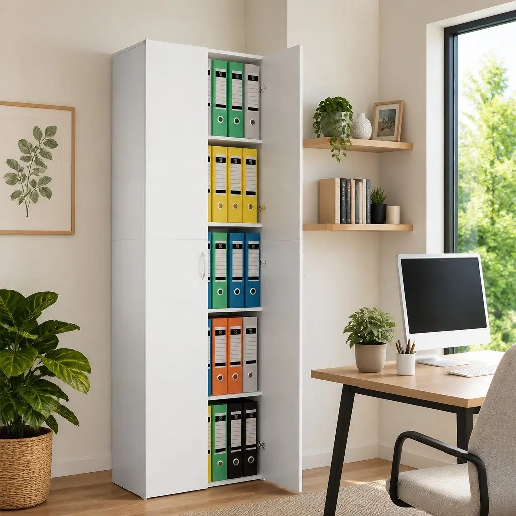 White Filing Cabinet with 5 Shelves for Office Needs
