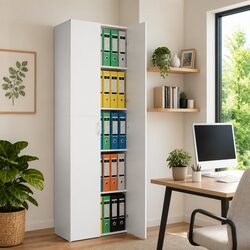 Versatile White Filing Cabinet with 5 Shelves for Office Needs