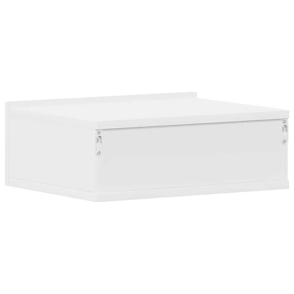 Floating Nightstand Engineered Wood Wall-Mounted Compact White
