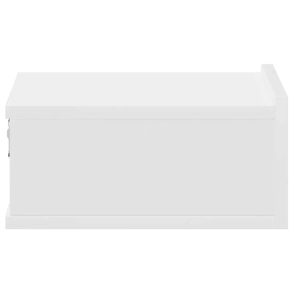 Floating Nightstand Engineered Wood Wall-Mounted Compact White