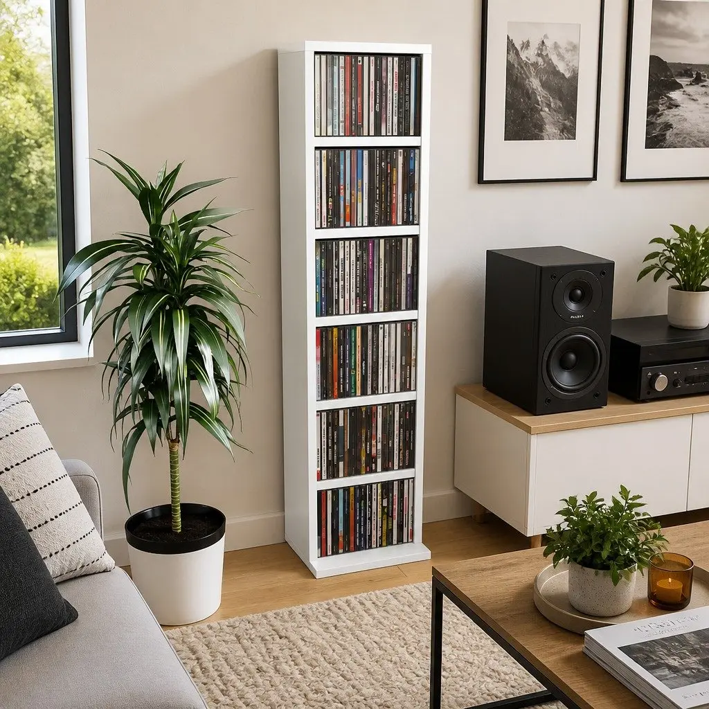 White CD Cabinet for Home Use 21x20x88 cm