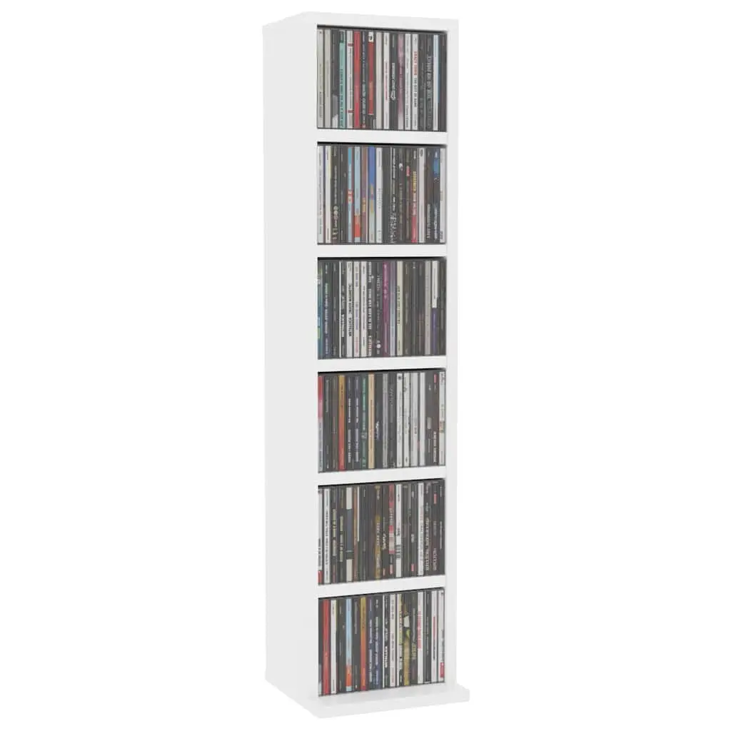 CD Cabinet Engineered Wood 21x20x88 cm White Media Storage Rack