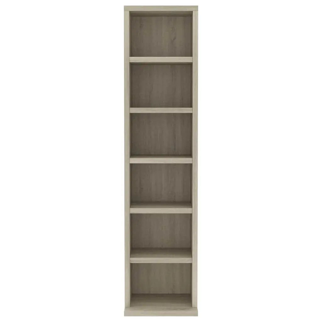 CD Cabinet Engineered Wood Brown Sonoma Oak 21x20x88cm Six Open Compartments Media Storage Organiser