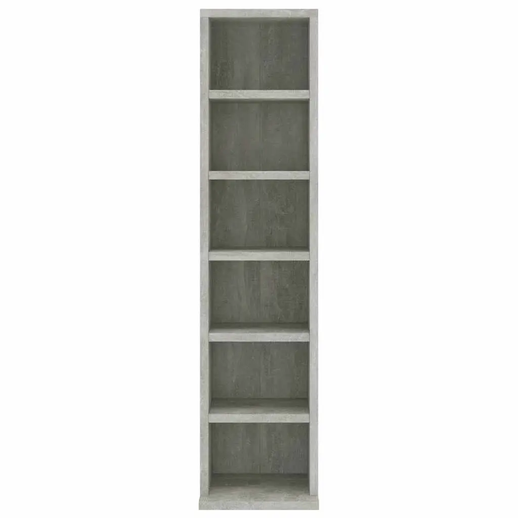 CD Storage Cabinet Engineered Wood Grey Concrete Six Open Compartments 21x20x88cm