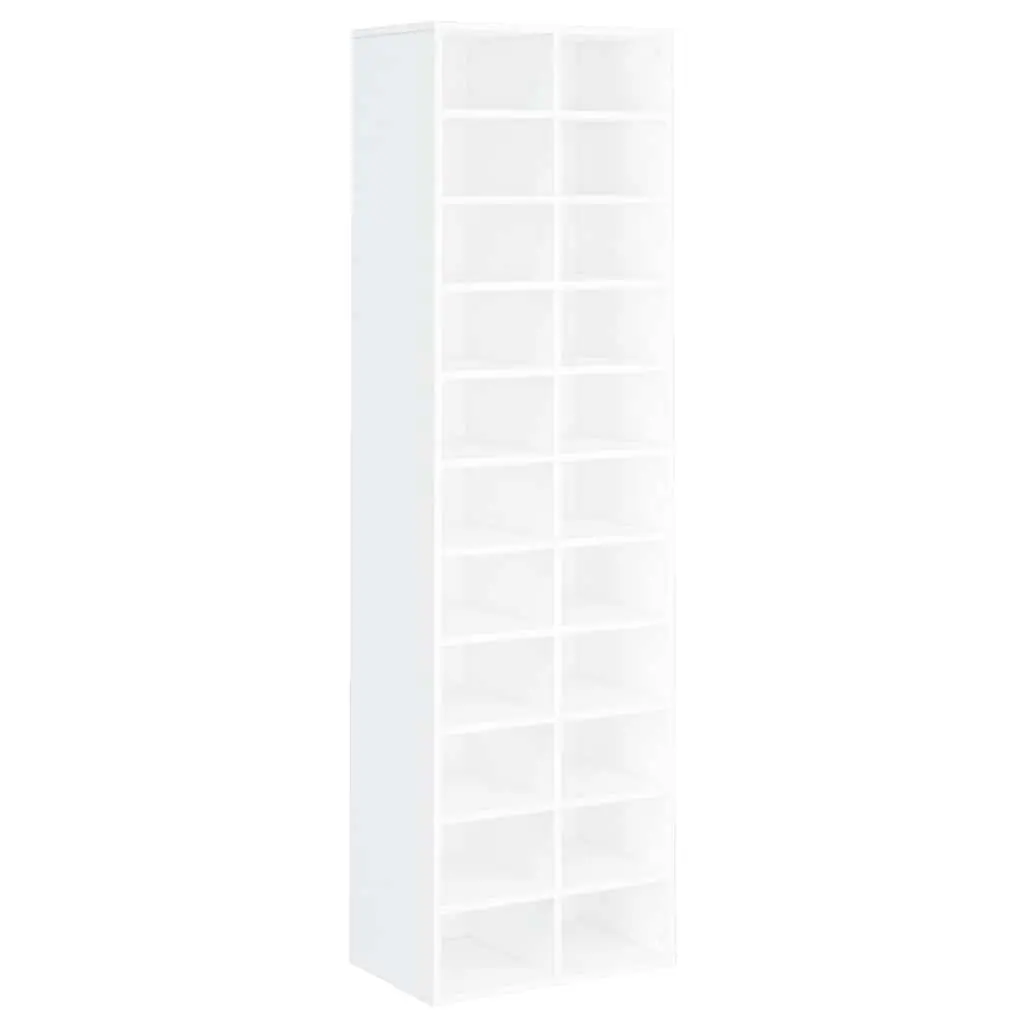 Shoe Cabinet Engineered Wood 54x34x183cm White 22 Compartments