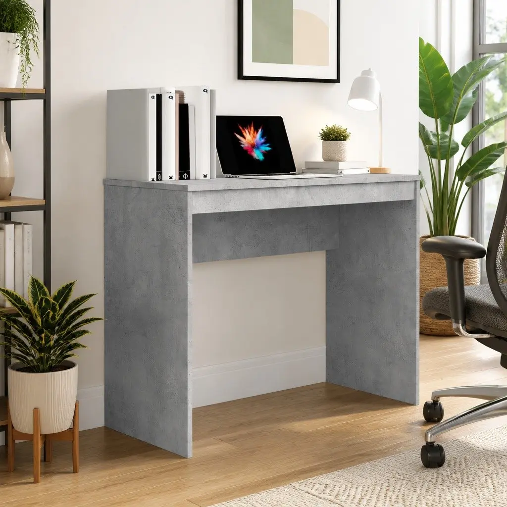 Study Table Grey Engineered Wood 90x40x72 cm Modern Office Desk