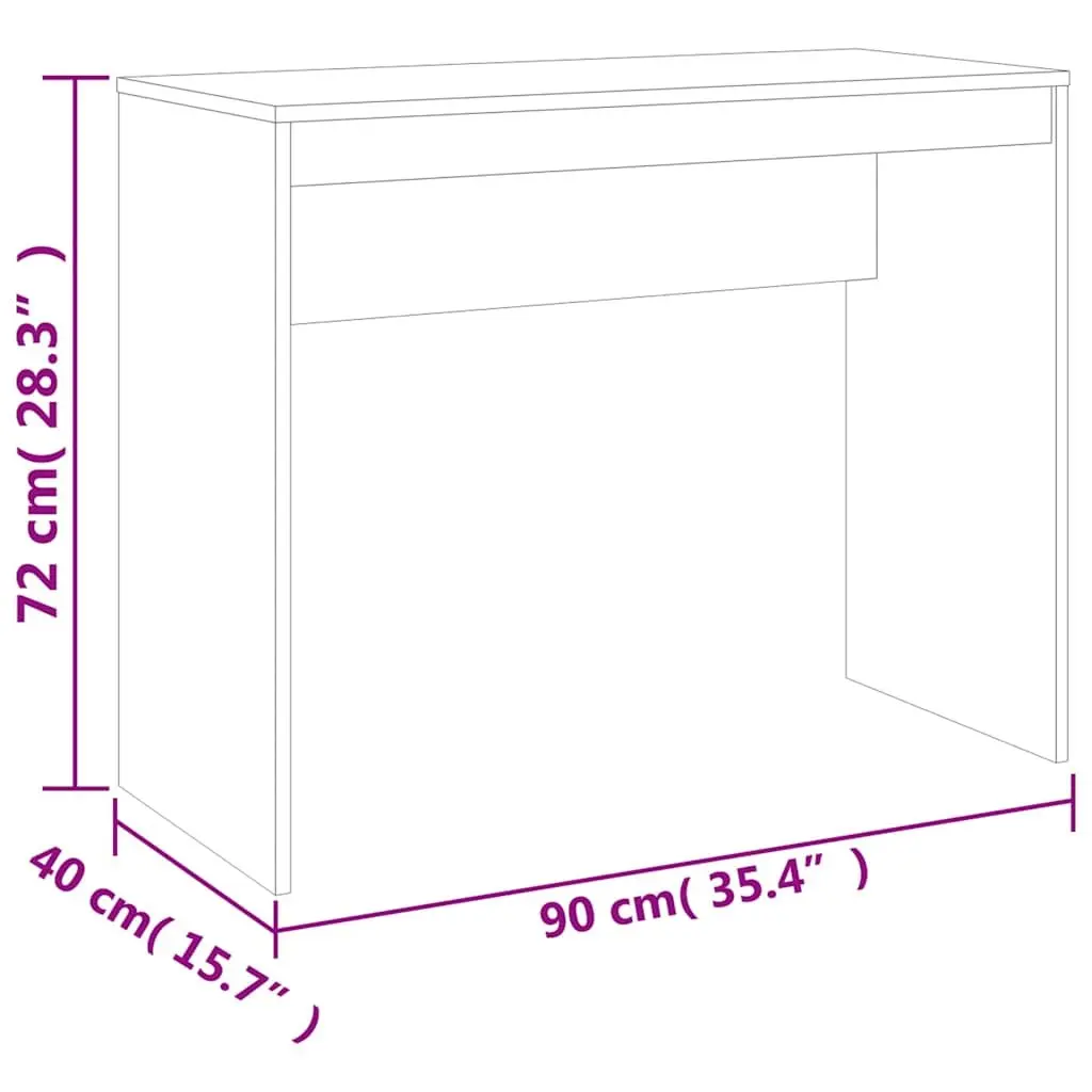 Study Table Grey Engineered Wood 90x40x72 cm Modern Office Desk