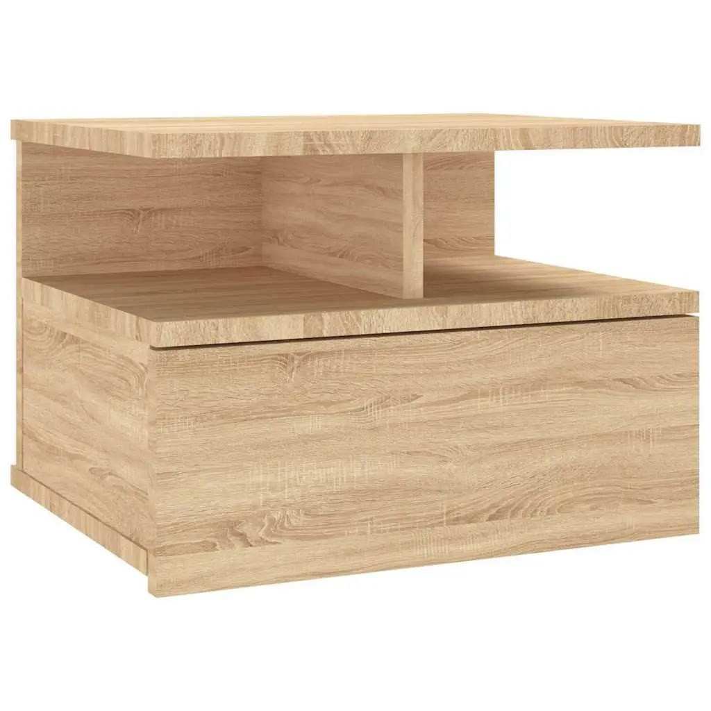 Wall-Mounted Nightstand Engineered Wood Sonoma Oak Storage Cabinet 40x31x27cm 2 Piece