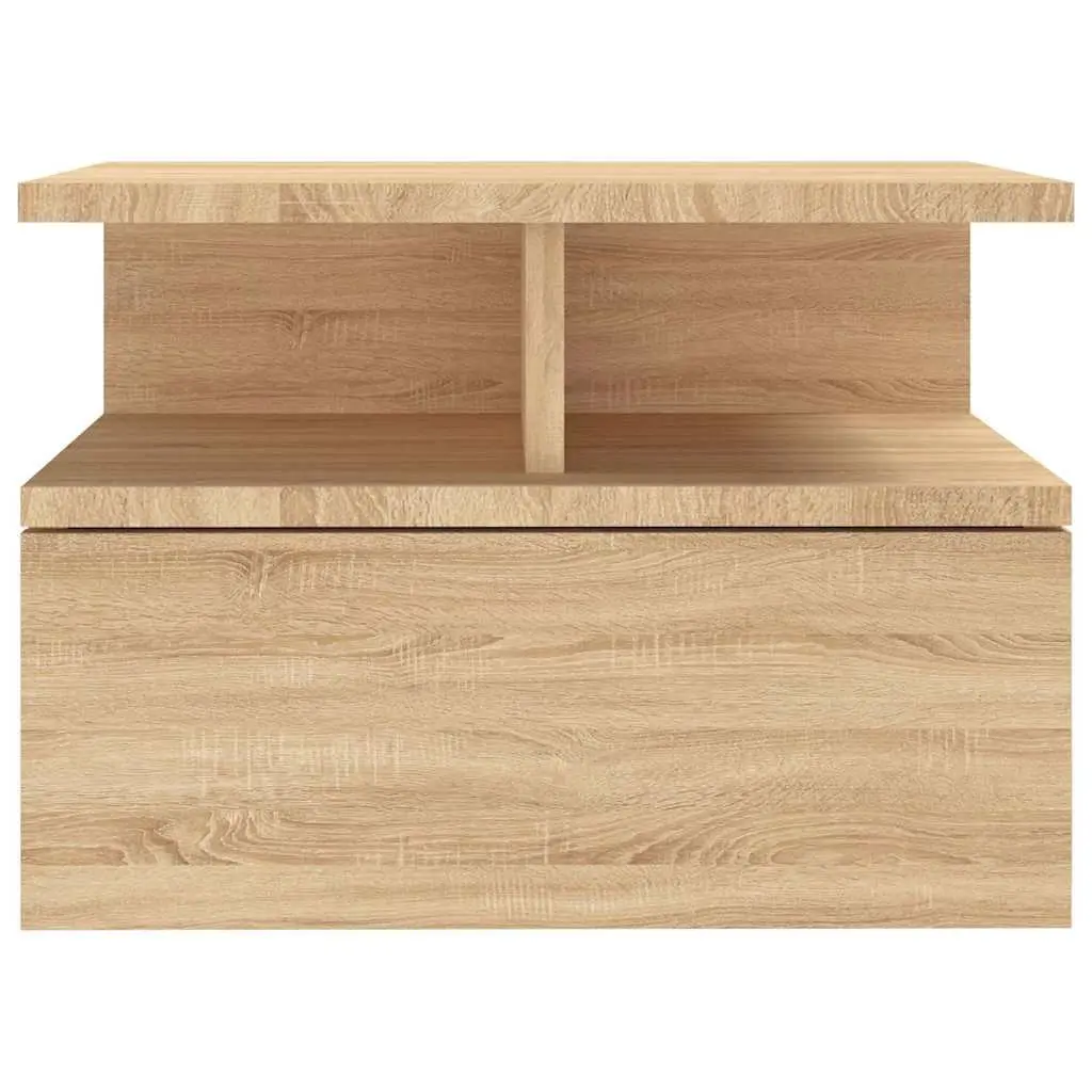 Wall-Mounted Nightstand Engineered Wood Sonoma Oak Storage Cabinet 40x31x27cm 2 Piece