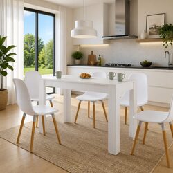Dining Table White Kitchen Room Furniture Engineered Wood 120x60x76 cm