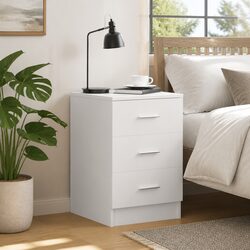 Practical White Nightstand with 3 Drawers for Every Room