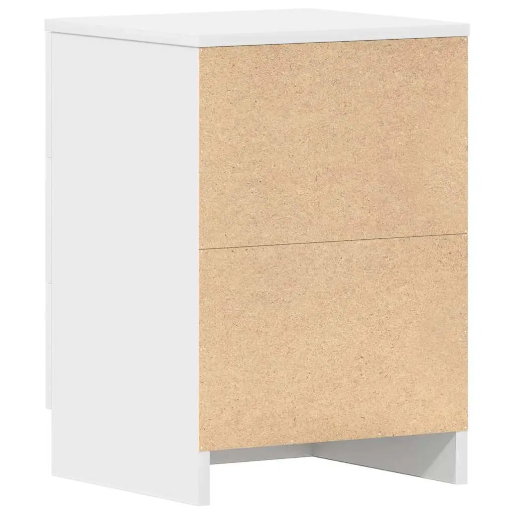 White Engineered Wood Bedside Table 3 Drawer Storage Nightstand for Bedroom Living Room