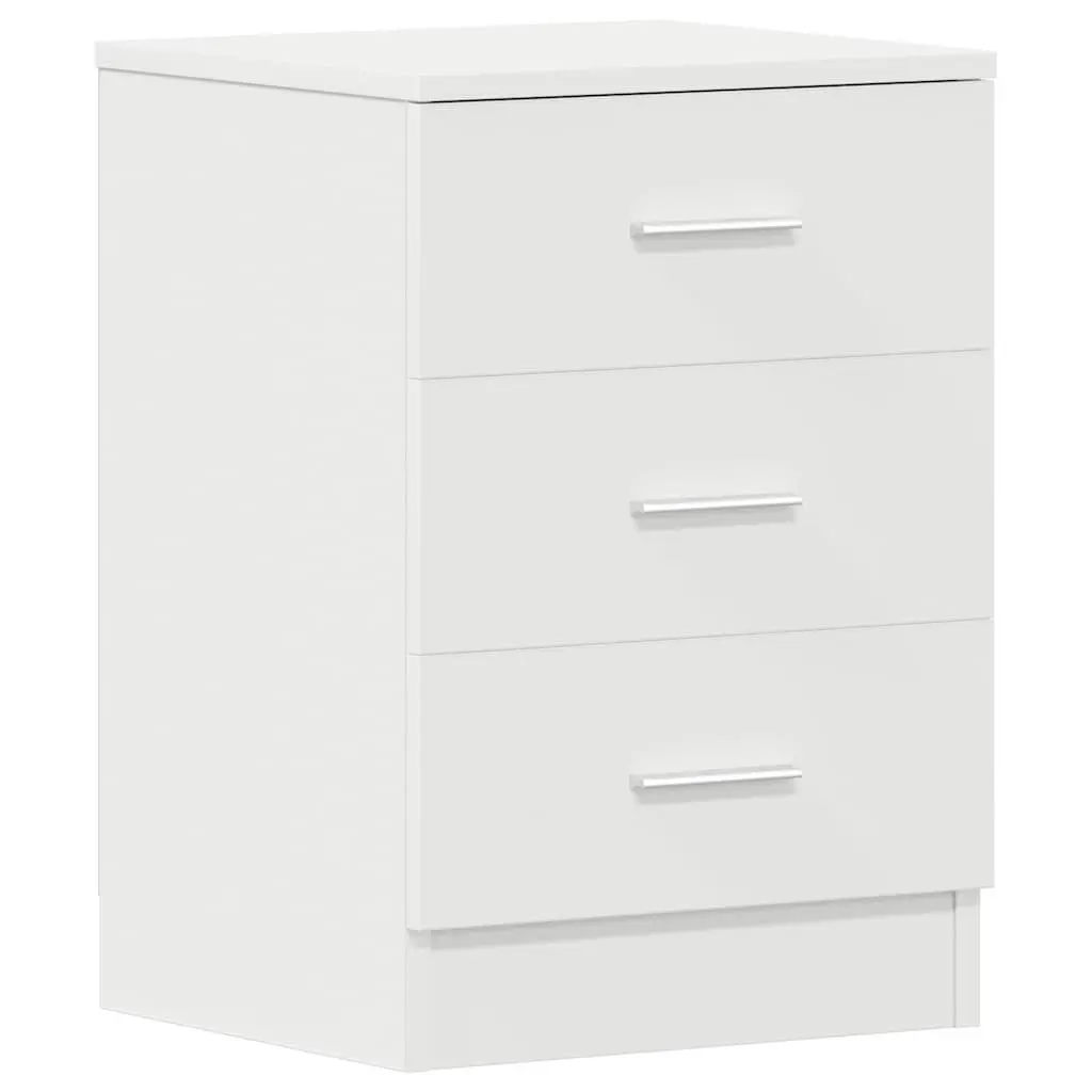 Bedside Cabinets Engineered Wood 38W x 35D x 56H cm White 2 pcs Nightstand Storage Drawers