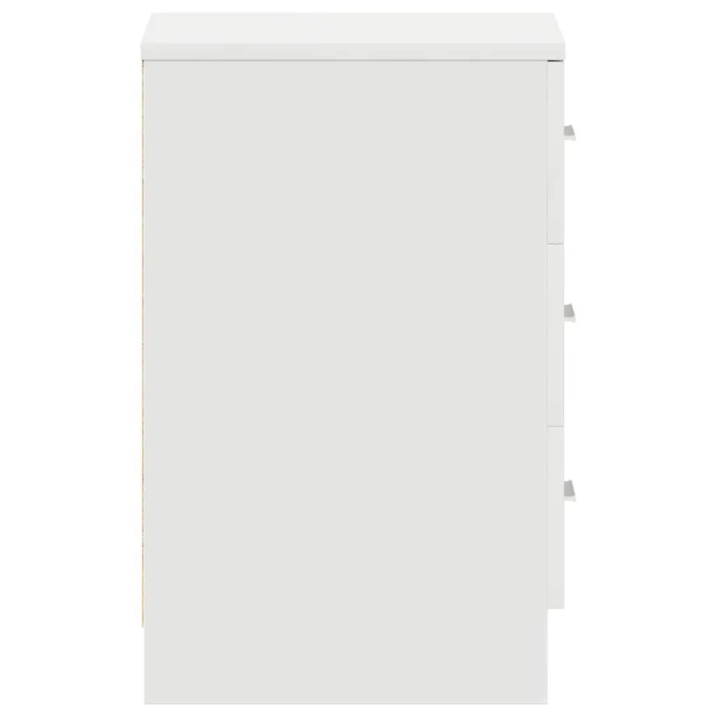Bedside Cabinets Engineered Wood 38W x 35D x 56H cm White 2 pcs Nightstand Storage Drawers