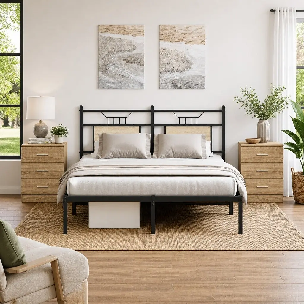 Bedside Tables Engineered Wood 38W x 35D x 56H cm Brown 2 pcs