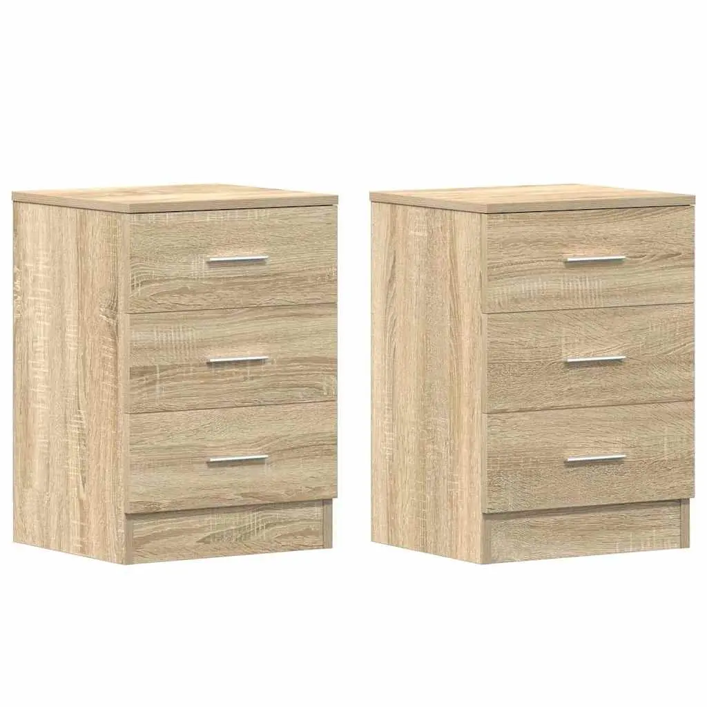 Bedside Tables Engineered Wood 38W x 35D x 56H cm Brown 2 pcs