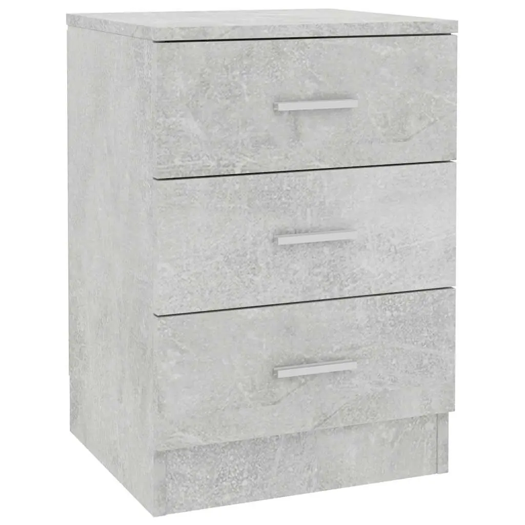 Bedside Cabinet Engineered Wood 38 x 35 x 56 cm Concrete Grey 3 Drawers