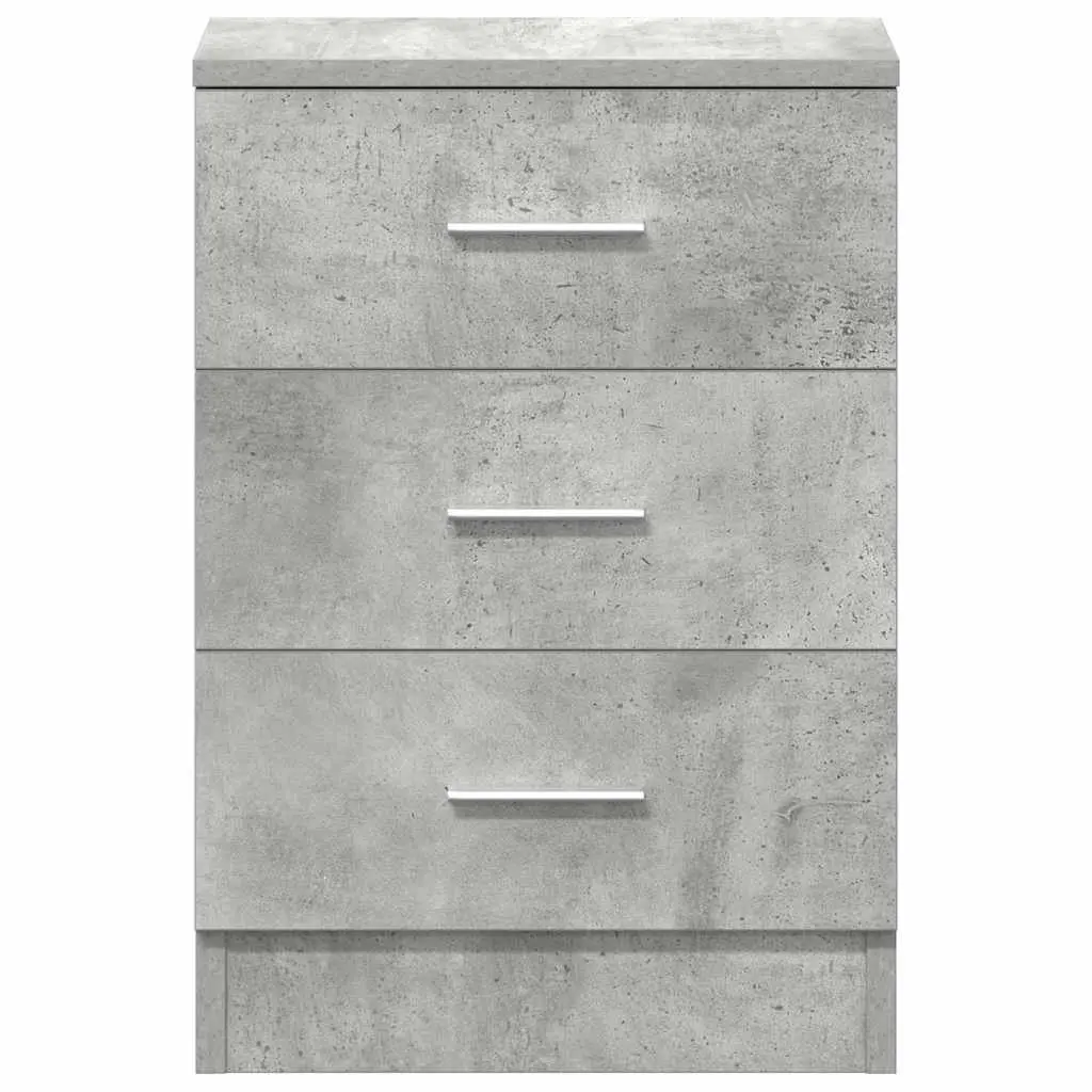 Bedside Cabinet Engineered Wood 38 x 35 x 56 cm Concrete Grey 3 Drawers