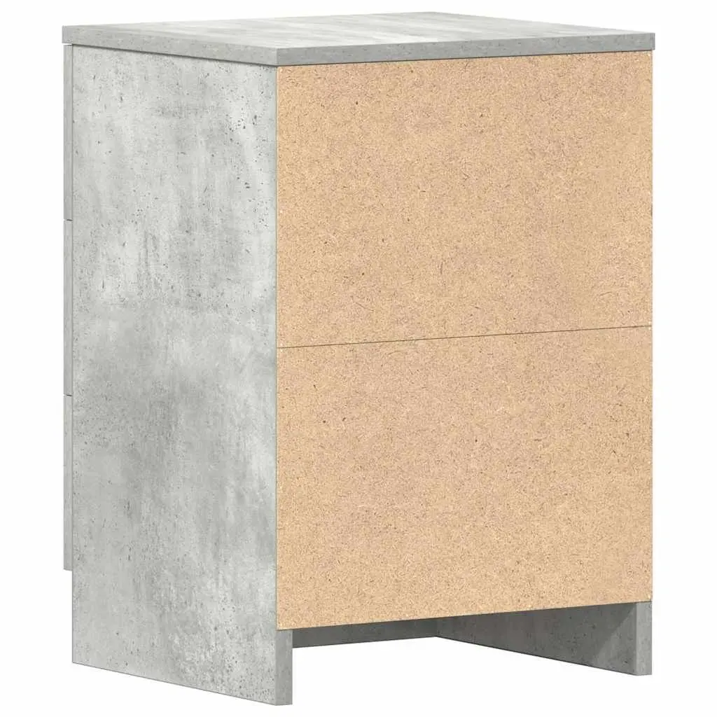 Bedside Cabinet Engineered Wood 38 x 35 x 56 cm Concrete Grey 3 Drawers
